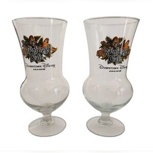 Rainforest Cafe Downtown Disney Anaheim Hurricane Glasses Set Of 2